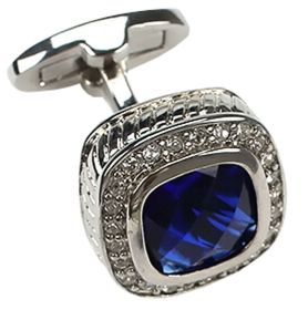 Blue Rhinestone Men's Shirts Cufflinks Stainless Steel Wedding Shirt Stud