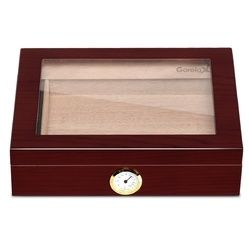 3-Style Lockable Cigar Humidor Desktop Glasstop Humidifier Hygrometer