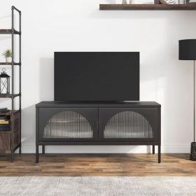 TV Stand Black 41.3"x13.8"x19.7" Glass and Steel