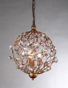 Bronzetone Sphere and Crystal 3-light Chandelier