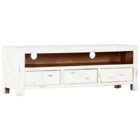 TV Stand White 47.2"x11.8"x15.7" Solid Wood Acacia