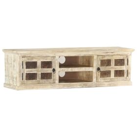 TV Stand White 51.2"x11.8"x14.2" Solid Wood Mango