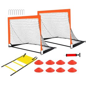 Kids Soccer Goal Training Equipment Set For Backyard Foldable 4x3FT Soccer Net Agility Ladder