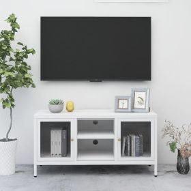 TV Stand White 41.3"x13.8"x20.5" Steel and Glass