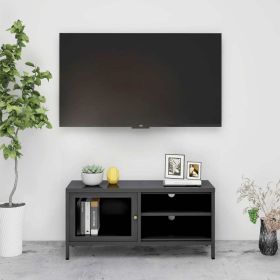 TV Stand Anthracite 35.4"x11.8"x17.3" Steel and Glass