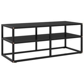 TV Stand Black with Black Glass 39.4"x15.7"x15.7"