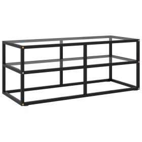 TV Stand Black with Tempered Glass 39.4"x15.7"x15.7"