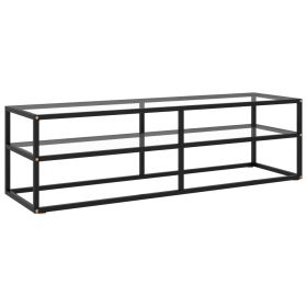 TV Stand Black with Tempered Glass 55.1"x15.7"x15.7"