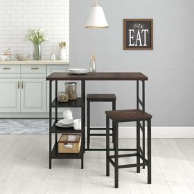 3-Piece Bar High Bar Set with Stools; Espresso