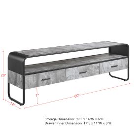 ACME Raziela TV Stand, Concrete Gray & Black Finish LV01142