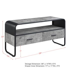 ACME Raziela TV Stand, Concrete Gray & Black Finish LV01143