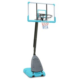 Height Adjustable 7 to 10ft Basketball Hoop 44 Inch Backboard Portable Basketball Goal System with Blue Stable Base and Wheels, Use for Outdoor