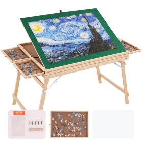 VEVOR 1500 Piece Puzzle Table with Folding Legs, 4 Drawers and Cover, 32.7"x24.6" Wooden Jigsaw Puzzle Plateau