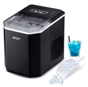 Small portable ice making machine LED display self-cleaning 26 lbs / 24h fast refrigeration, thick foam layer long-acting ice storage