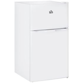 Double Door Mini Fridge with Freezer, 3.2 Cu.Ft Compact Refrigerator with Adjustable Shelf, Adjustable Thermostat and Reversible Door for Bedroom