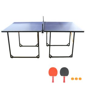 6ft Mid-Size Table Tennis Table Foldable & Portable Ping Pong Table Set for Indoor & Outdoor Games with Net, 2 Table Tennis Paddles and 3 Balls