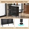 4-Tier Liquor Bar Table with 6 Glass Holders and Metal Footrest