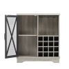 Single door wine cabinet with 16 wine storage compartments (Gray;  31.50" W*13.78" D*35.43" H)