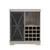 Single door wine cabinet with 16 wine storage compartments (Gray;  31.50" W*13.78" D*35.43" H)