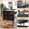 4-Tier Liquor Bar Table with 6 Glass Holders and Metal Footrest