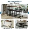 4 Pieces Counter Height Extra Long Dining Table Set with 3 PU Stools Bar Kitchen Table Set Console Table