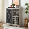 Single door wine cabinet with 16 wine storage compartments (Gray;  31.50" W*13.78" D*35.43" H)