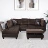 Brown Lint And PVC 3-Piece Couch Living Room Sofa Set A