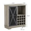 Single door wine cabinet with 16 wine storage compartments (Gray;  31.50" W*13.78" D*35.43" H)