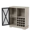 Single door wine cabinet with 16 wine storage compartments (Gray;  31.50" W*13.78" D*35.43" H)