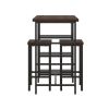 3-Piece Bar High Bar Set with Stools; Espresso