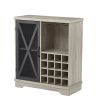 Single door wine cabinet with 16 wine storage compartments (Gray;  31.50" W*13.78" D*35.43" H)