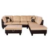 Beige and Brown Color Lint And PVC 3-Piece Couch Living Room Sofa Set B