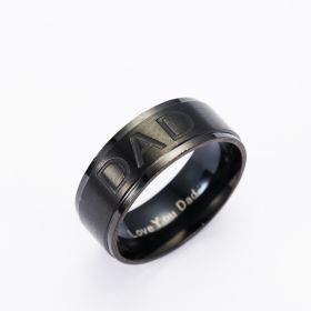 Monogram ring titanium steel ring (Option: Black-7)