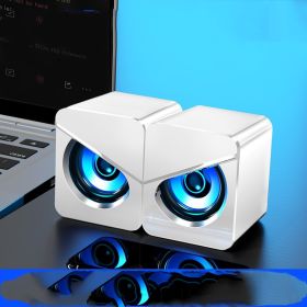 Laptop Small Audio Desktop Desktop Usb Multimedia Small Speaker Office Fan Overweight Subwooferr (Option: White-4d sound effect)