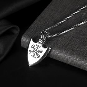 European And American Retro Stainless Steel Shield Men's Pendant (Option: silver gray)