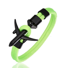 Charm Men's plane Anchor Bracelet (Option: Black Light green-21CM)