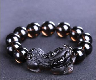 Kaiguang Natural Ice Species Black Anthracite Raspberry Bracelet Large Frosted Faucet Rasp Raspberry Hand String with Men''s Hand String (Option: 14mm beads)