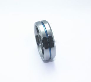 8mm wide silver blue tungsten gold ring (Option: Silver-8)