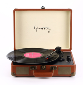 Leather Case Bluetooth Phonograph Turntable (Option: Coffee-US)