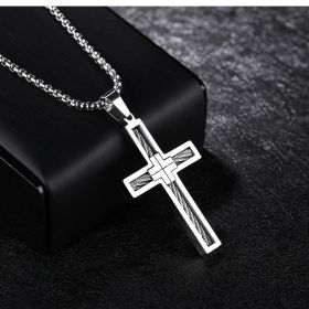 Cross Men's Necklace Trendy Men's Pendant (Option: Natural-Chained)