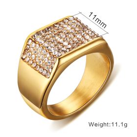 Titanium steel diamond men's ring (Option: Gold-10number)