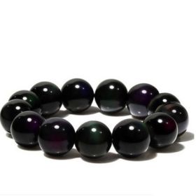 Natural Rainbow Eye Obsidian Bracelet (Option: Black-4mm)