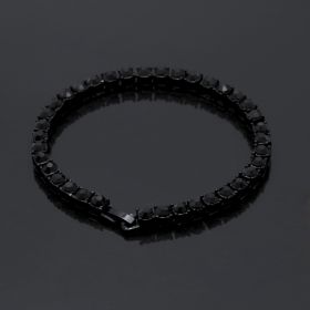 Tin Alloy Gold Color Iced Bracelet Men's Hip Hop Chain Street Rock Jewelry (Option: Black 5mm9inch)