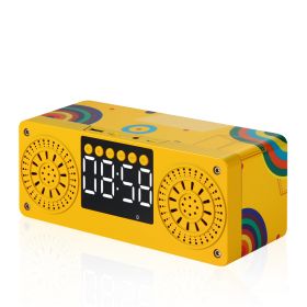 Wooden Clock Bluetooth Speaker Retro Subwoofer (Color: Yellow)