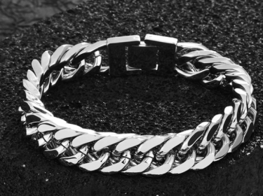 Titanium steel double buckle bracelet (Color: SILVER)