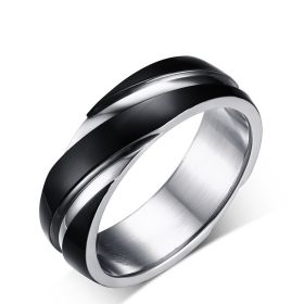 Black Titanium Steel Twill Men's Ring (Option: Titanium steel-No.8)