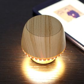 Portable Mushroom Small Audio TWS Pair Box LED With Night Light (Option: Wood color-USB)