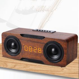 Wooden Clock Bluetooth Speaker, Support U Disk TF Card Function, Home Desktop Speaker (Option: Brown-A)