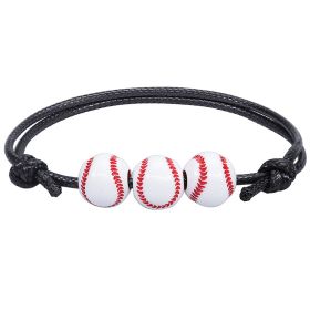 Sports Theme Charm Bracelets; Basketball Football Baseball Volleyball Bracelet Adjustable Inspirational Sports Beads Ball Bracelet With Charm For Teen (size: Baseball)