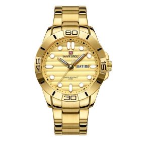 Fashion Calendar Simple Quartz Steel Band Watch Men (Color: Gold)